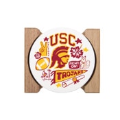 USC Trojans Julia Gash 4 Pack Round Stone Coaster